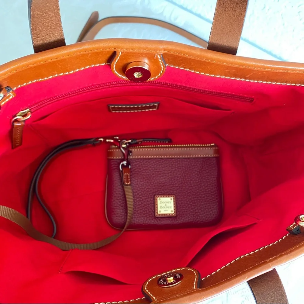 Dooney & Bourke Burgundy brown Leather 2 way briana Tote
